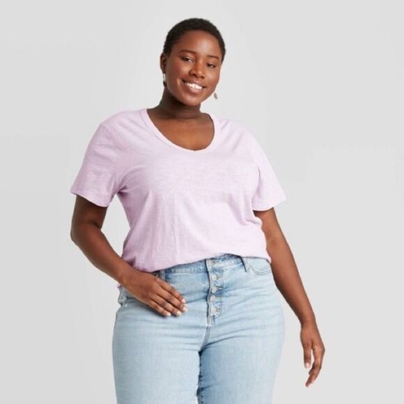Universal Thread Purple Tee Womens Small Short Sleeve V-Neck Lounge Summer Basic - Picture 2 of 6